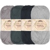 image:imageJubileeYarn Baby Soft Bamboo Cotton Yarn  50gSkein  Shades of Green  4 SkeinsShades of Grey