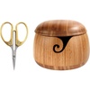 image:imageJubileeYarn Bamboo Yarn Bowl with Removable Lid  Embroidery Scissors Combo  Carbonized Brown BowlCarbonized Brown w Scissors