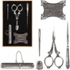 image:imageJubileeYarn Vintage 6pc Embroidery Tools Kit  Complete Needlework Set TSA Compliant Sewing Scissors Awl Bodkin Winding Board Thimble amp Needle CaseVintage 6pc Set