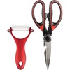 image:imageUltimate Value Scissor Set for Kitchen and Craft Set 1 Set 5 Scissors2pc Red Kitchen Scissors  Peeler
