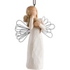 image:imageWillow Tree Angel of Friendship Ornament Sculpted HandPainted Figure  Angel Holding a Brown Dog Cream Dress and Wire Wings Gift of Friendship Cast from a Susan Lordi Original Carving