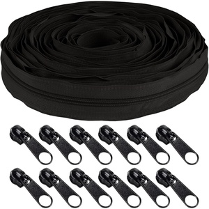 image:image10 Yards 5 Nylon Coil Zipper Tape with 10 Metal Slider Pulls  TanBlack