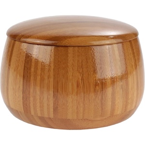 image:imageBamboo Salt Cellar Container Bowl with Lid  Jar for Food Storage  1 BowlCarbonized Brown