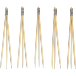 image:imageBambooMN  Bamboo Trident Picks  Brown Wire  for CateBrown Events Holidays Restaurants or Party Supplies  35  1000 PiecesSilver Wire