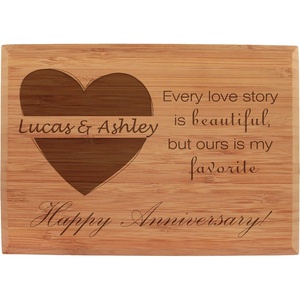 image:imageBambooMN  Custom Laser Engraved Anniversary Plaque  79 x 55 x 075  Heart Design  VerticalHeart  Horizontal