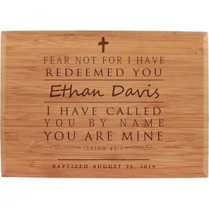 image:imageBambooMN  Custom Laser Engraved Baptism Plaque  79 x 55 x 075  Fear not I have Redeemed You  HorizontalFear Not  Horizontal