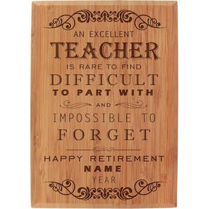 image:imageBambooMN  Custom Laser Engraved Retirement Plaque  79 x 55 x 075  Years of EmploymentTeacher