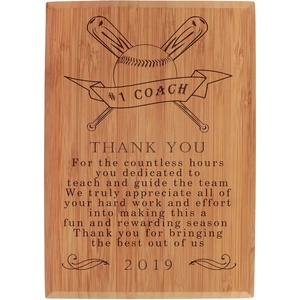 image:imageBambooMN  Laser Engraved Thank You Coach Plaque  79 x 55 x 075  FootballBaseball
