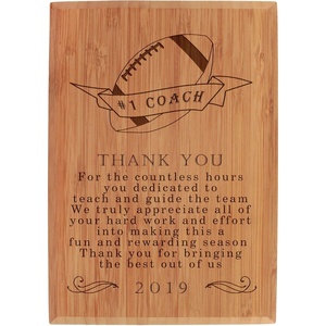 image:imageBambooMN  Laser Engraved Thank You Coach Plaque  79 x 55 x 075  FootballFootball