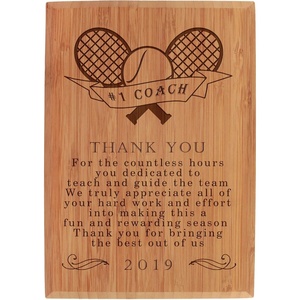 image:imageBambooMN  Laser Engraved Thank You Coach Plaque  79 x 55 x 075  FootballTennis