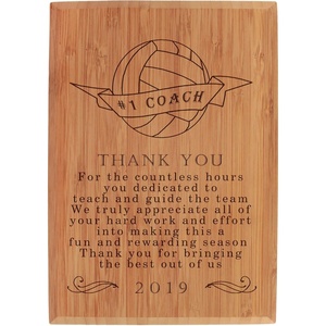 image:imageBambooMN  Laser Engraved Thank You Coach Plaque  79 x 55 x 075  FootballVolleyball