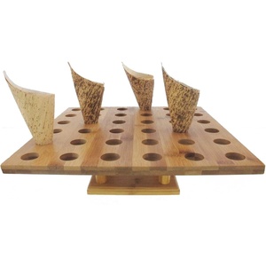 image:imageBambooMN 10 Inch Natural Bamboo Crescent Food Cone Display Tamaki Stand for Restaurants Catered Events Party or Buffets Holds up to 5 ConesSquare