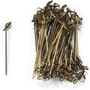 image:imageBambooMN 35 Bamboo Black Knotted Knot Skewers Picks for Cocktails and Hors Doeuvres Party Supplies 1000 PiecesBlack 2