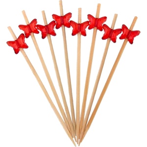 image:imageBambooMN 39 Decorative Acrylic Butterfly Bamboo Cocktail Fruit Sandwich Picks Skewers for Catered Events Holiday Restaurants or Buffets Party Supplies 300 PiecesRed