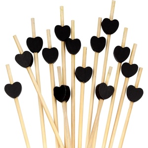 image:imageBambooMN 39 Decorative Black Heart Bamboo Cocktail Fruit Sandwich Picks Skewers for Catered Events Holidays Restaurants or Buffets Party Supplies 100 Pieces300 Pieces