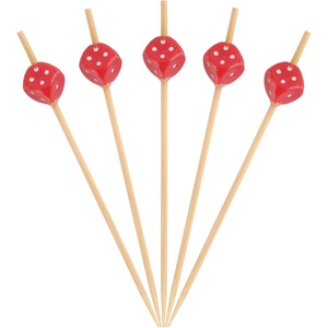 image:imageBambooMN 39 Decorative Dice Party End Bamboo Cocktail Fruit Sandwich Picks Skewers for Catered Events Holidays Restaurants or Buffets Party Supplies Assortment 100 PiecesRed