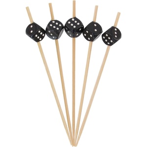 image:imageBambooMN 39 Decorative Dice Party End Bamboo Cocktail Fruit Sandwich Picks Skewers for Catered Events Holidays Restaurants or Buffets Party Supplies Assortment 100 PiecesBlack