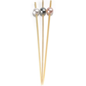 image:imageBambooMN 39 Decorative Pearl End Cocktail Fruit Sandwich Picks Skewers for Catered Events Holidays Restaurants or Buffets Party Supplies  100pcs Assort 95 Grey Pink WhiteAssortment 95