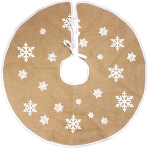 image:imageBambooMN 39 Round Christmas Tree Skirt Floor Base Cover Decoration Holiday Collection Jute Burlap Gnome Edition 2 Pieces31 Snowflake