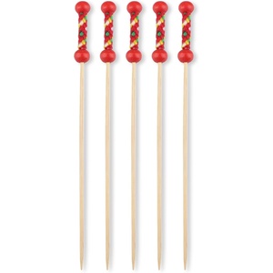 image:imageBambooMN 47 Decorative Bamboo Bright Yellow Braided String Cocktail Fruit Sandwich Picks Skewers for Catered Events Holidays Restaurants or Buffets Party Supplies 100 PiecesRed