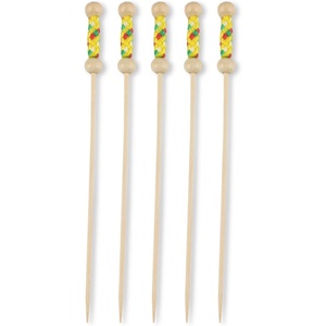image:imageBambooMN 47 Decorative Bamboo Bright Yellow Braided String Cocktail Fruit Sandwich Picks Skewers for Catered Events Holidays Restaurants or Buffets Party Supplies 100 PiecesYellow