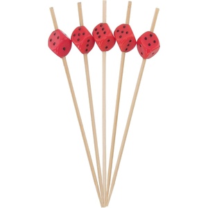 image:imageBambooMN 47 Decorative Dice Party End Bamboo Cocktail Fruit Sandwich Picks Skewers for Catered Events Holidays Restaurants or Buffets Party Supplies White 100 PiecesRed