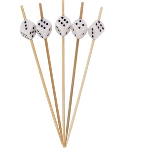 image:imageBambooMN 47 Decorative Dice Party End Bamboo Cocktail Fruit Sandwich Picks Skewers for Catered Events Holidays Restaurants or Buffets Party Supplies White 100 PiecesWhite