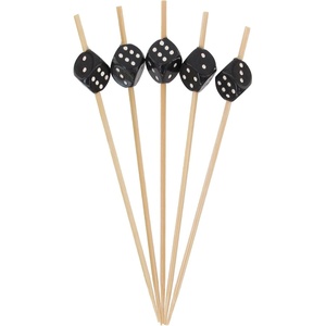 image:imageBambooMN 47 Decorative Dice Party End Bamboo Cocktail Fruit Sandwich Picks Skewers for Catered Events Holidays Restaurants or Buffets Party Supplies White 100 PiecesBlack