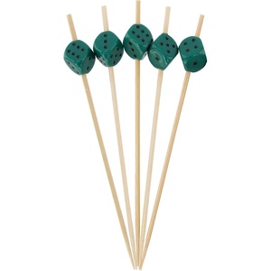 image:imageBambooMN 47 Decorative Dice Party End Bamboo Cocktail Fruit Sandwich Picks Skewers for Catered Events Holidays Restaurants or Buffets Party Supplies White 100 PiecesGreen