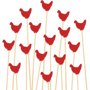 image:imageBambooMN 47 Decorative Red Rooster End Bamboo Cocktail Fruit Sandwich Picks Skewers for Catered Events Holidays Restaurants or Buffets Party Supplies 100 Pieces1000
