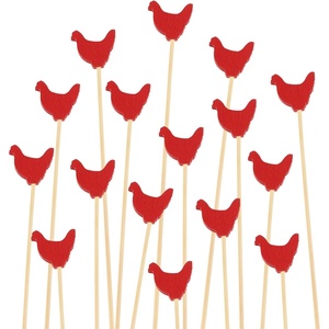 image:imageBambooMN 47 Decorative Red Rooster End Bamboo Cocktail Fruit Sandwich Picks Skewers for Catered Events Holidays Restaurants or Buffets Party Supplies 100 Pieces1