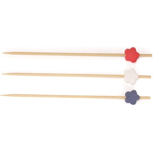 image:imageBambooMN 47 Premium Decorative Flower End Bamboo Cocktail Sandwich Fruit Drink Skewer Picks Assortment 97 100 Pieces