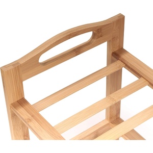 image:imageBambooMN 4Tier Bamboo Wood Shoe Rack for Entryway or Doorway  Brown Finish  Single Rack4tier Natural