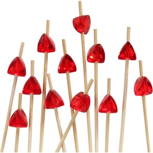 image:imageBambooMN 59 Decorative Acrylic Orange Gem End Bamboo Cocktail Fruit Sandwich Picks Skewers for Catered Events Holidays Restaurants or Buffets Party Supplies 300 PcsRed