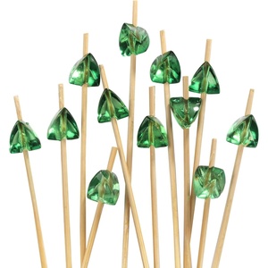 image:imageBambooMN 59 Decorative Acrylic Orange Gem End Bamboo Cocktail Fruit Sandwich Picks Skewers for Catered Events Holidays Restaurants or Buffets Party Supplies 300 PcsGreen