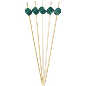 image:imageBambooMN 59 Decorative Dice Party End Bamboo Cocktail Fruit Sandwich Picks Skewers for Catered Events Holidays Restaurants or Buffets Party Supplies Assortment 100 PiecesGreen