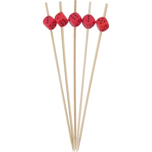 image:imageBambooMN 59 Decorative Dice Party End Bamboo Cocktail Fruit Sandwich Picks Skewers for Catered Events Holidays Restaurants or Buffets Party Supplies Assortment 100 PiecesRed