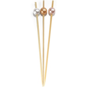 image:imageBambooMN 59 Decorative Pearl End Cocktail Fruit Sandwich Picks Skewers for Catered Events Holidays Restaurants or Buffets Party Supplies  300pcs Assort 95 Grey Pink WhiteAssortment 96