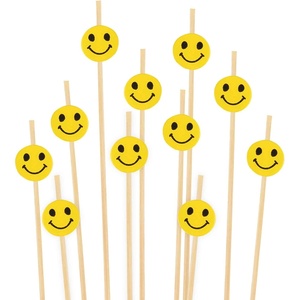 image:imageBambooMN 59 Decorative Yellow Smiley Smile Face Cocktail Sandwich Fruit Cupcake Bamboo Skewer Picks for Any Party 1000 Pieces1000