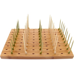 image:imageBambooMN 984 Bamboo Skewer Holder Food Display Stand Half Cut Skewers Stand w 20 Holes  Green  1 PieceRectangle  Natural