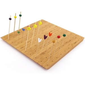 image:imageBambooMN 984 Bamboo Skewer Holder Food Display Stand Half Cut Skewers Stand w 20 Holes  Green  1 PieceSquare  Natural