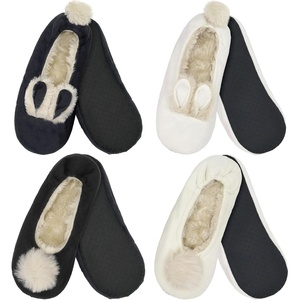 image:imageBambooMN Adult Womens Footies Slippers NonSlip Lined Home Travel Socks  Varies Style and Colors  Value PackRabbit Asst H