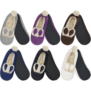 image:imageBambooMN Adult Womens Footies Slippers NonSlip Lined Home Travel Socks  Varies Style and Colors  Value PackRabbit Asst a