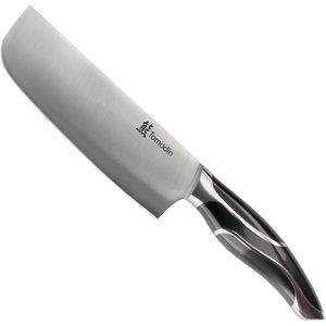 image:imageBambooMN Authentic Chinese Chef Knife Meat Cleaver 1 PieceNakiri Smooth Blade Black Handle