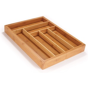 image:imageBambooMN Bamboo Adjustable Drawer Holder for Utensils Stationary and Accessories  1 UnitCarbonized Brown