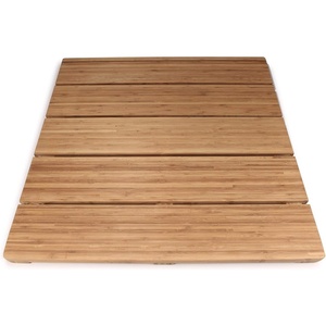 image:imageBambooMN Bamboo Bath Mat for Bathroom Spa Outdoor Shower Extra Large Square 24 x 24 x 13 AntiSlip Water Resistant Coating  1 Piece1