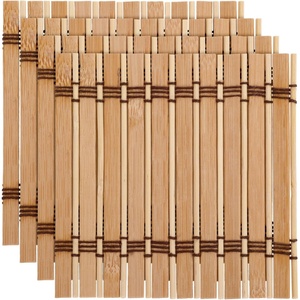 image:imageBambooMN Bamboo Slat Coasters  425 x 425  Black  12 CoastersLight Tan  Slat
