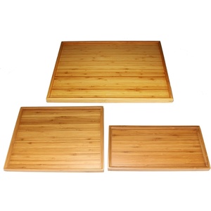 image:imageBambooMN Bamboo Tea Serving Coffee and Breakfast Tray Sets  Small amp Medium  2 Tray Set  Rounded Edge Trays3 Tray Set  Small  Medium and Large  Straight Edge