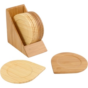 image:imageBambooMN Brand  1 Set  Solid Deluxe High End Bamboo Coasters Set 10 CoastersSet10 Coaster Set