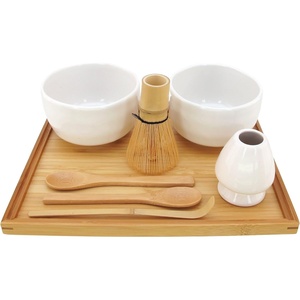 image:imageBambooMN Brand  Matcha Bowl Set Includes 2 Bowls Tea Whisk Rest Large Tray 2 Teaspoons and Chasaku  1 Set  Mint GreenWhite